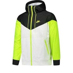 Nike Men's Black, White, and Neon Yellow Windbreaker
